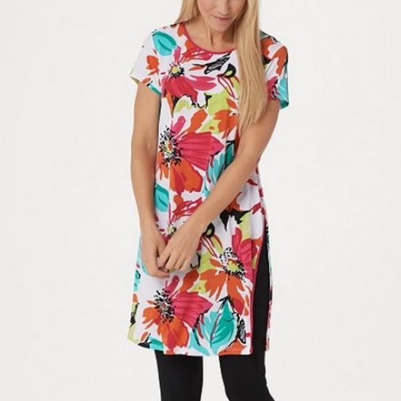 Attitudes by Renee Jersey Printed Duster Tunic - Picture 1 of 2